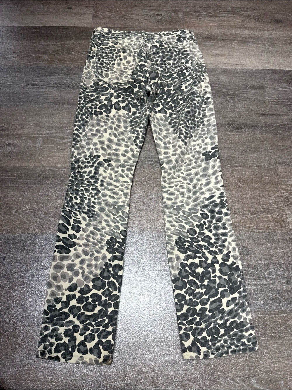 MOTHER The Dazzler Ankle Mid Rise Slim Straight Jeans Shadow Leopard Print 24 - Picture 2 of 8